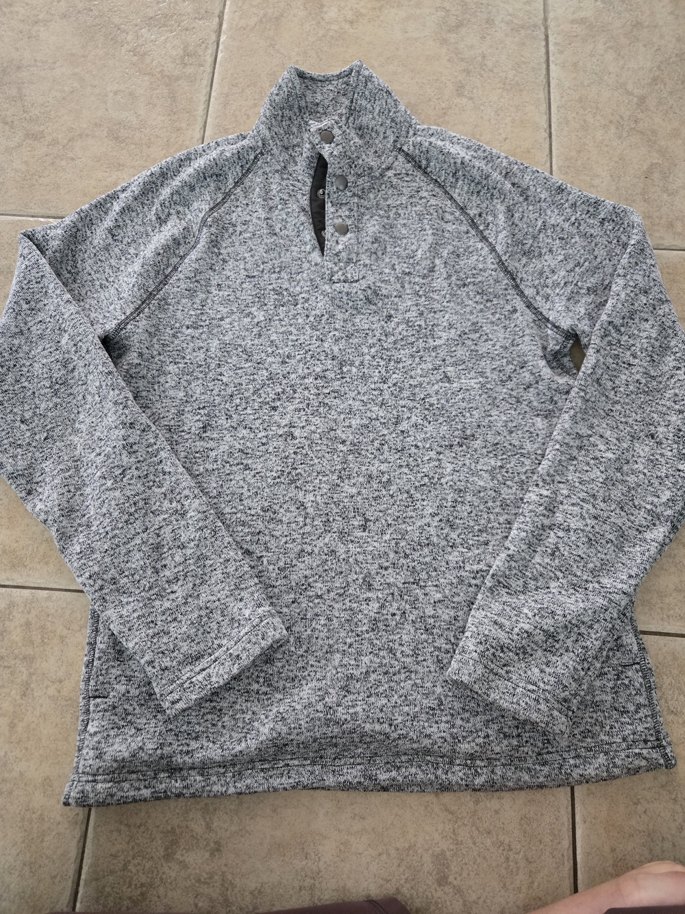 NEW Sonoma Men's Heather Gray Quarter-Button Crewneck Sweater
